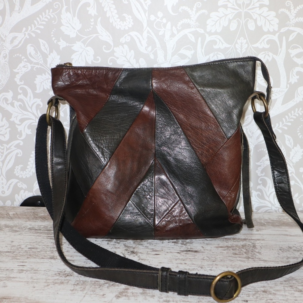 Lucky Brand Leather Crossbody Bag Black Brown